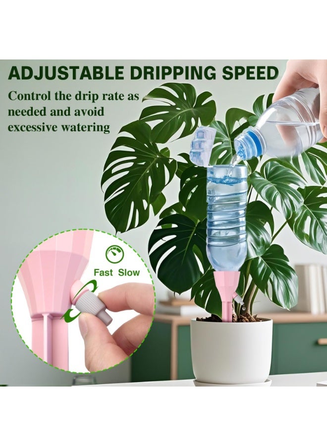 OSHIMA 8 Pcs Water Spike, Self Watering Spikes for Plants, Self Watering System Stakes, Plant Self Watering Insert Devices for Indoor Outdoor Potted Plants with Adjustable Control Valve Switch (Green+Pink) - Image 3